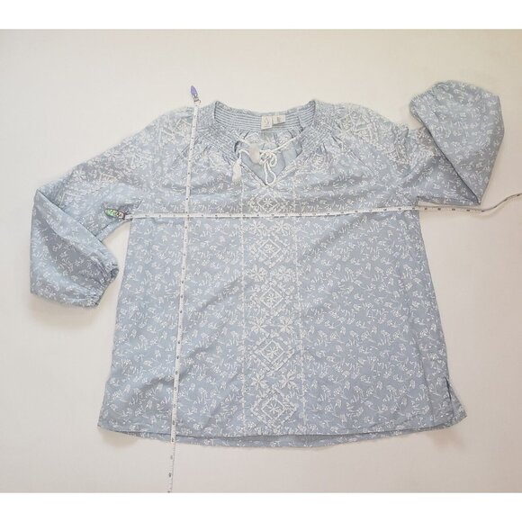 JOIE Peasant Blouse Women's Size Small Embroidered Blue Boho Cottage Core Fairy - Picture 5 of 16